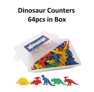 Dinosaur Counters - 4 Colours 64pcs