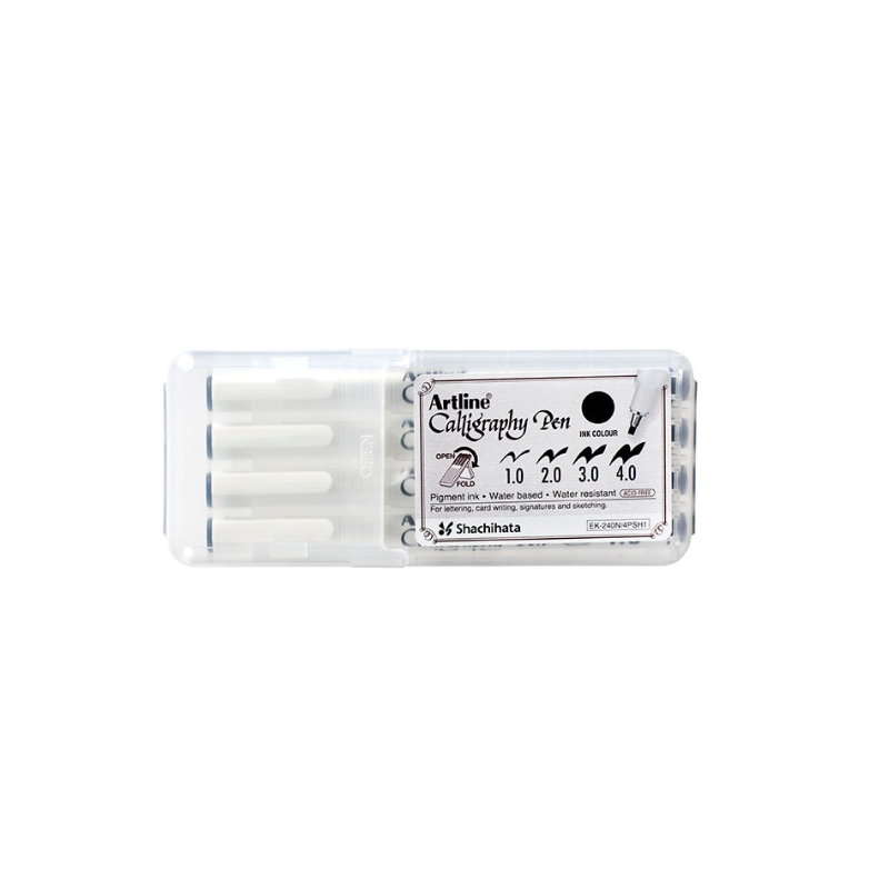 Set of 4 Black - Artline Calligraphy Pen 1mm - 4mm