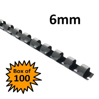 Black 6mm - Binding Coils (Box of 100)