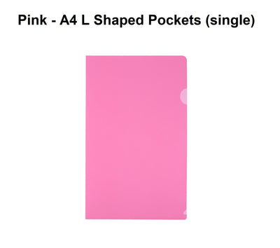 Pink - A4 L Shaped Pockets - single
