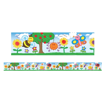 Bugs and Flowers Kid Drawn - Large Borders (Pack of 12)