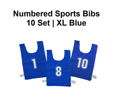 Numbered Sports Bibs - 10 Set | XL Blue