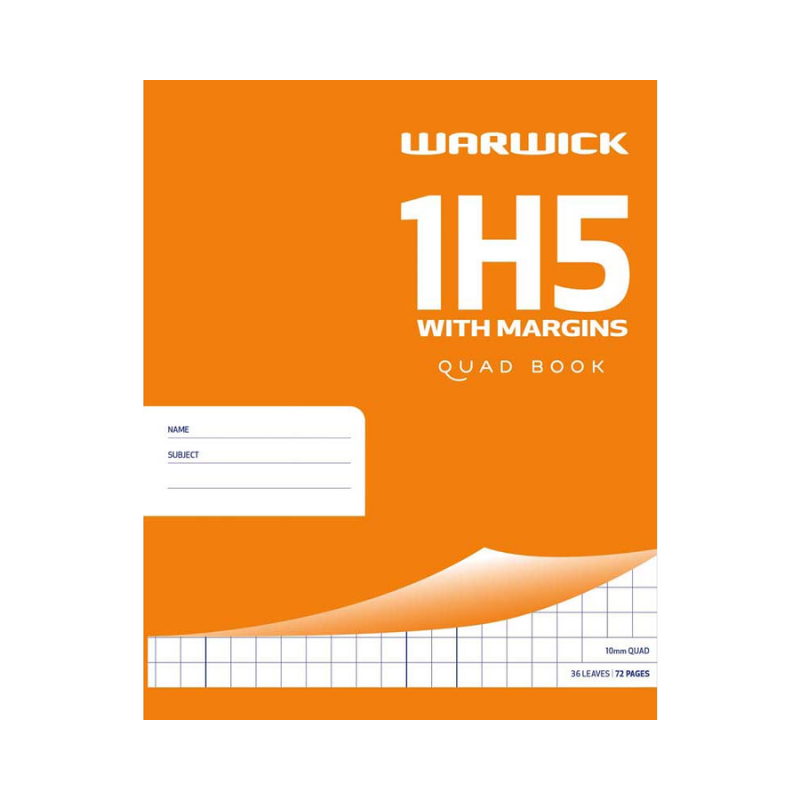 1H5 - Exercise Book - 10mm Quad - With Margin (Warwick)