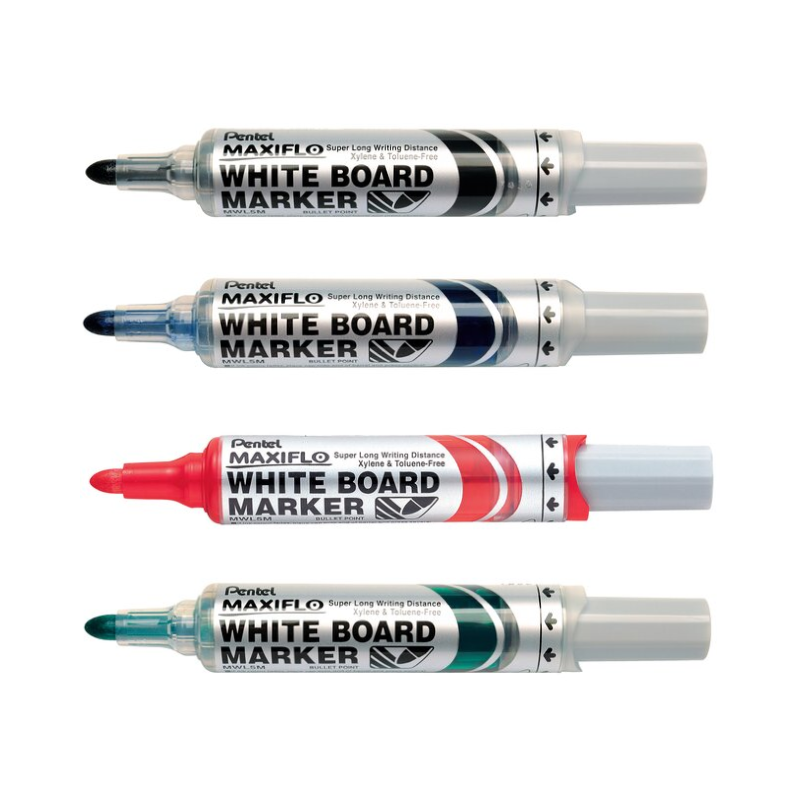 4 Set - Bullet Tip Pentel Maxiflo Whiteboard Markers