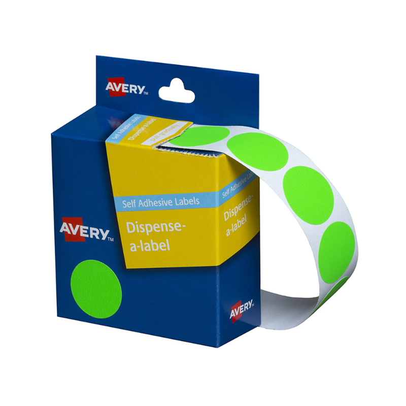 Light Green (Fluoro) 24mm - Coloured Dots Label Dispenser