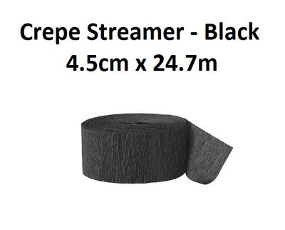 Crepe Paper Streamers - Black