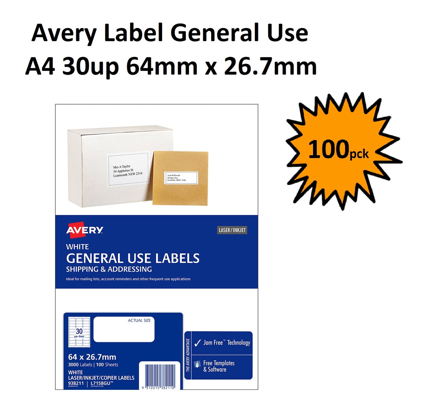 Avery Brand General Copier Labels - 30 Per Sheet 100 sheets
