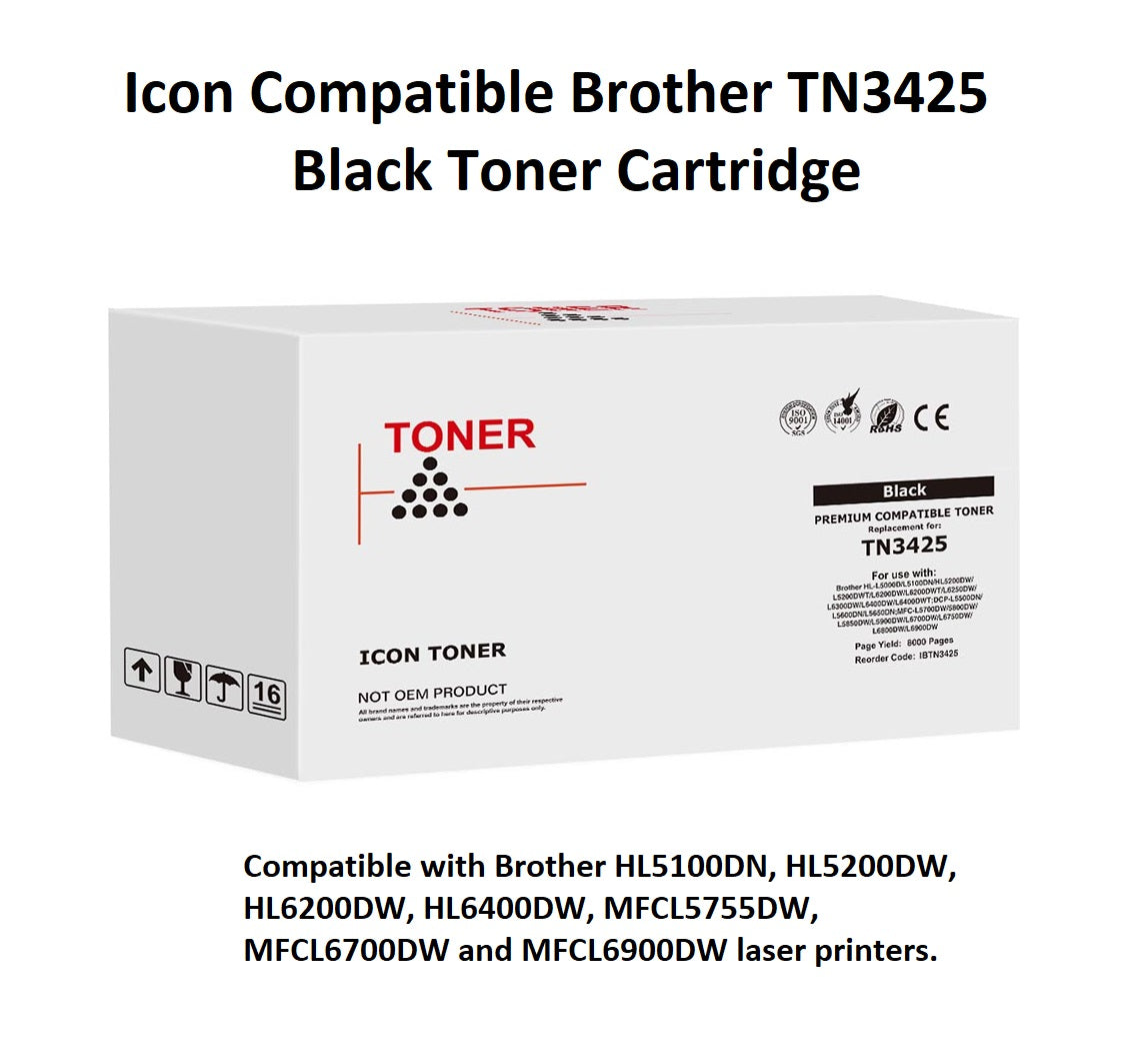 Icon Compatible Brother TN3425 Black Toner Cartridge