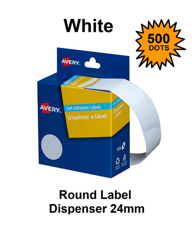 White 24mm - Coloured Dots Label Dispenser