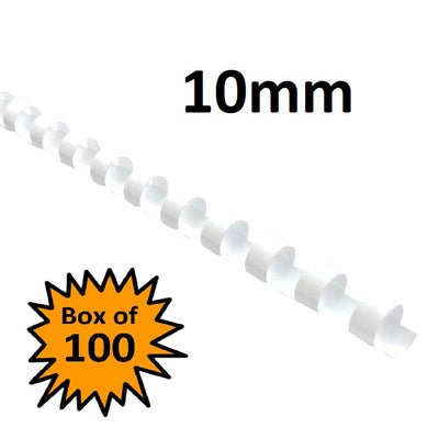 White 10mm - Binding Coils (Box of 100)