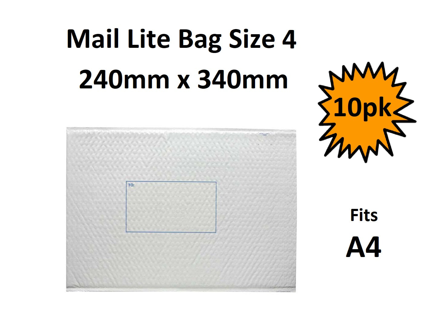 Mail Lite Bag Size 4 Packet 10 240mm x 340mm (Fits A4)