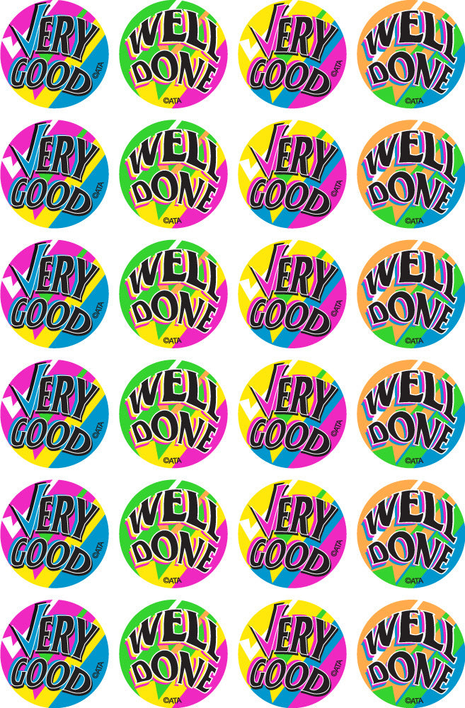 Very Good/Well Done - Fluoro Merit Stickers (Pack of 96)
