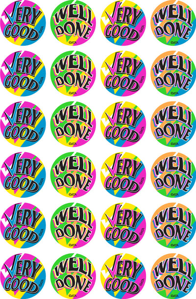 Very Good/Well Done - Fluoro Merit Stickers (Pack of 96)