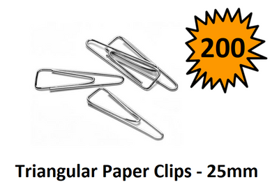 Paper Clips - 25mm Triangular (Pack of 200)