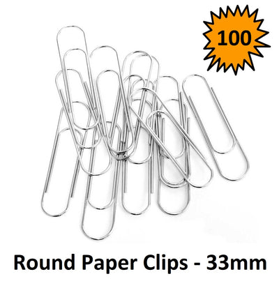 Paper Clips - 33mm Round (Pack of 100)