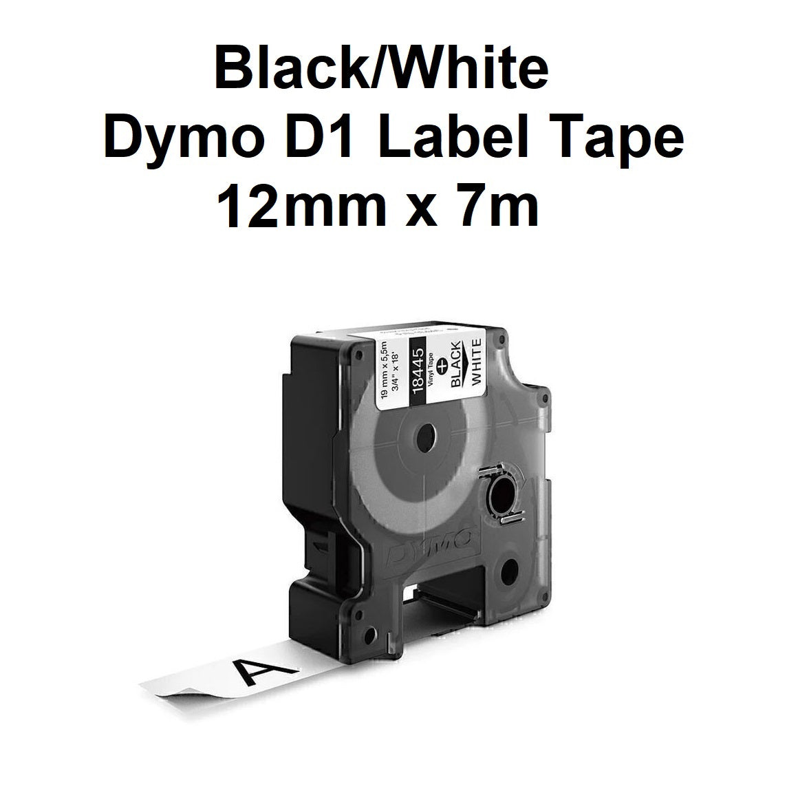 Black on White 12mm x 7M - Okin Compatible Dymo D1 Tape