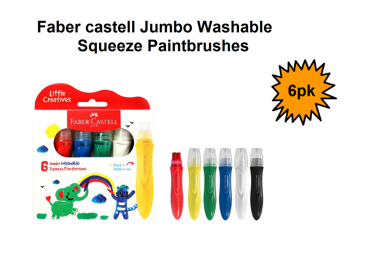 Faber-Castell Jumbo Squeeze Paintbrush - 6's