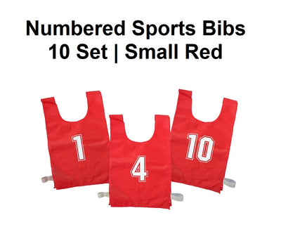 Numbered Sports Bibs - 10 Set | Small Red