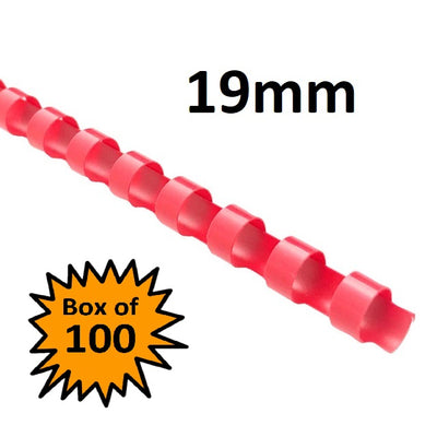 Red 19mm - Binding Coils (Box of 100)