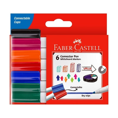 Set of 6 - Bullet Tip Faber Castell Connector Whiteboard Markers