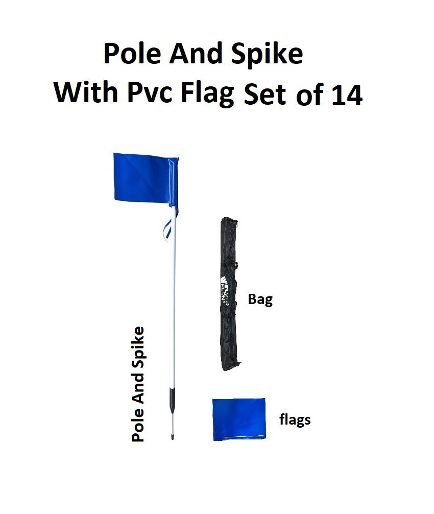 Rugby Pole & Spike with PVC Flag - Set of 14 with Bag