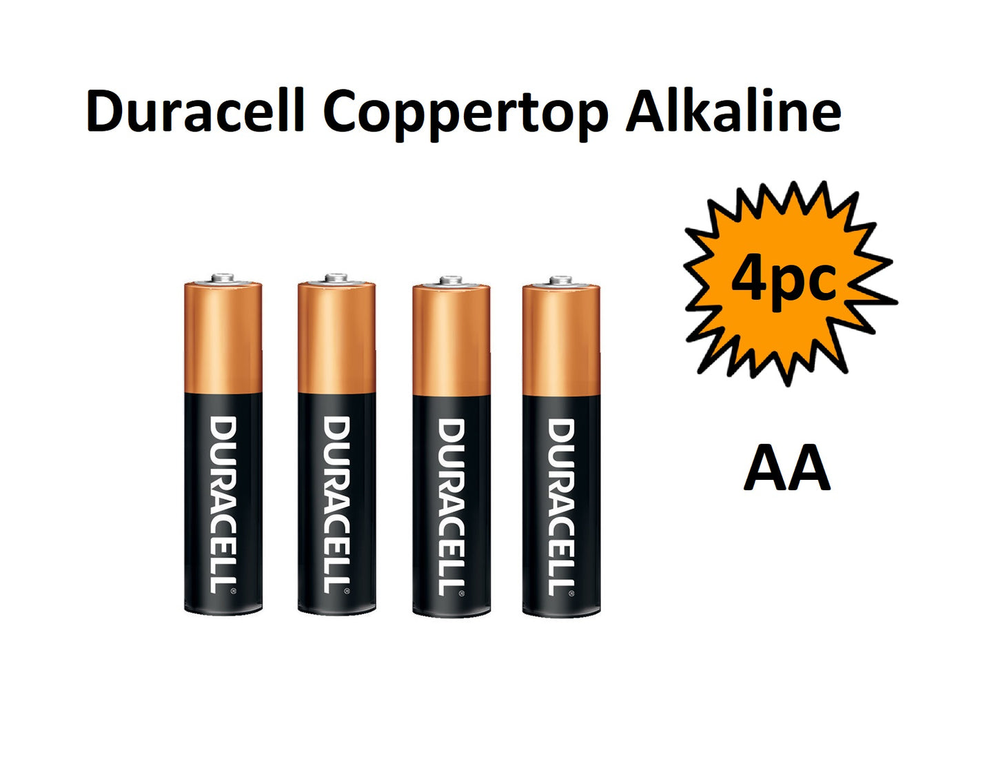 Duracell Coppertop Alkaline Batteries - AA (4 Pack)