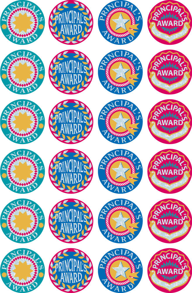 Principal's Award - Silver on Gold Merit Stickers (Pack of 72)