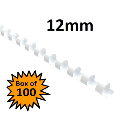 White 12mm - Binding Coils (Box of 100)
