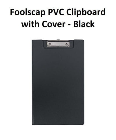 Black - Foolscap PVC Clipboard with Cover