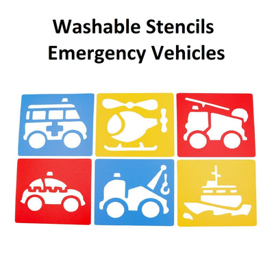 Washable Stencils (14 x 15cm) - Emergency Vehicles 6's