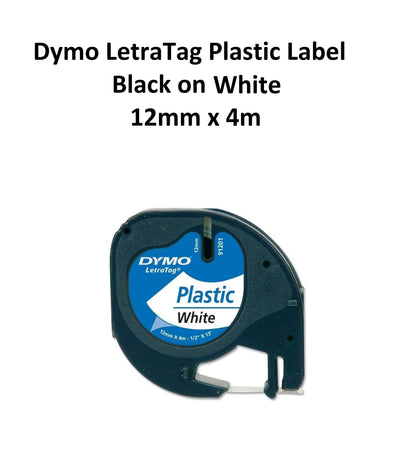 White Plastic - 12mm x 4M Dymo Letratag Label Tape