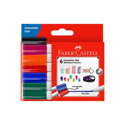 Set of 6 - Bullet Tip Faber Castell Connector Whiteboard Markers