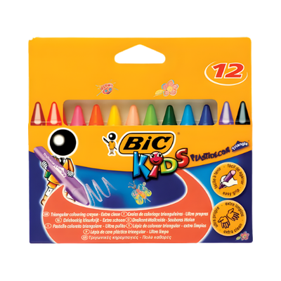 Bic Kids Triangular Plastic Crayons - 12's