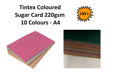 A4 - Tintex Coloured Sugar Card 220gsm - 10 Colour 100's