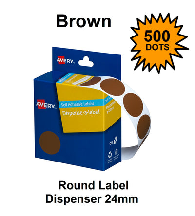 Brown 24mm - Coloured Dots Label Dispenser