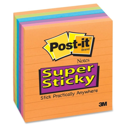 Post It Super Sticky Notes 675 - Ruled, Pack of 6 (101 x 101mm)