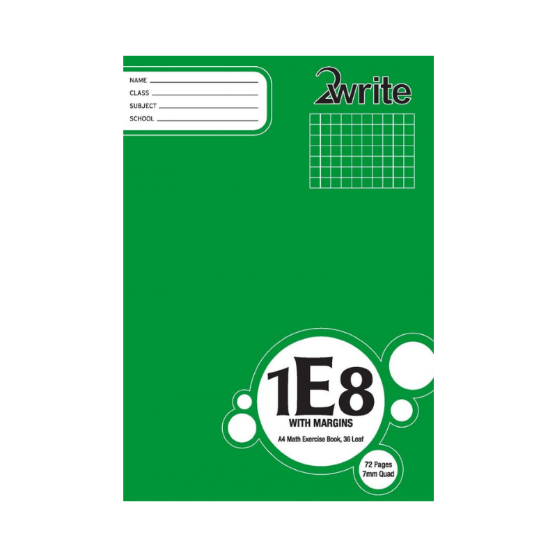1E8 - Exercise Book - 7mm Quad - With Margin