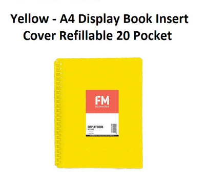 Yellow - A4 Refillable Clearfile 20 Pocket with Insert Front Cover