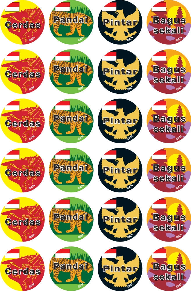 Indonesian - Language Merit Stickers (Pack of 96)