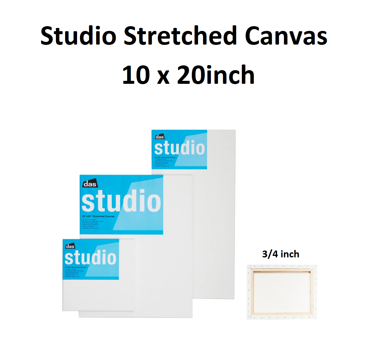 10 x 20 inch - Studio Stretched Canvas 3/4 inch