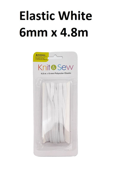 Elastic 6mm Flat x 4.8m - White