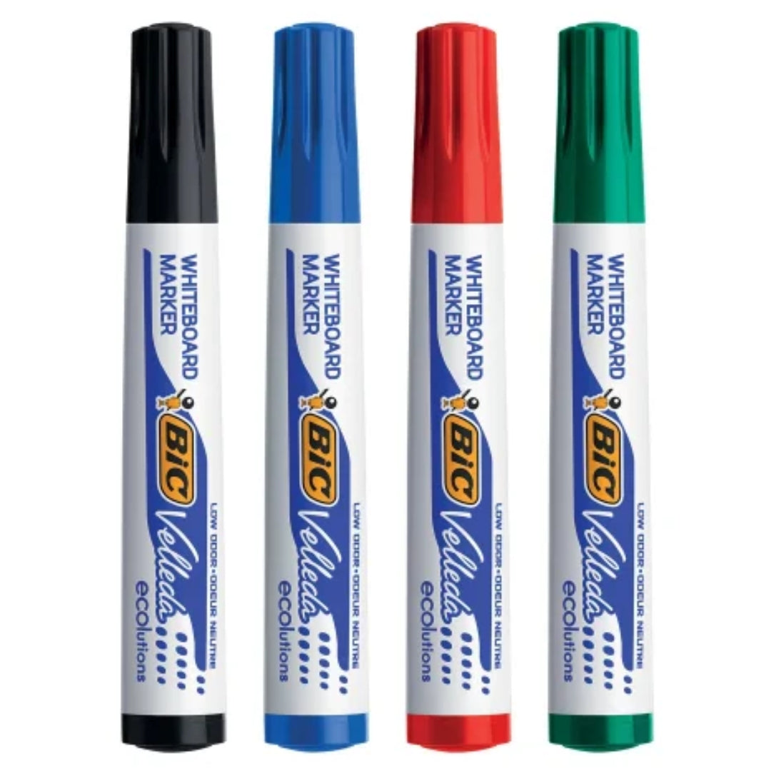 Set of 4 - Bullet Tip Bic Velleda Whiteboard Markers