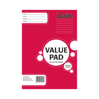 R100 / V100 - A4 Refill Pad - 7mm Lined 100lf