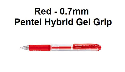 Red - Pentel Hyper G Gel Pen 0.7mm