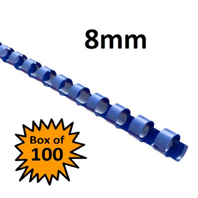Blue 8mm - Binding Coils (Box of 100)
