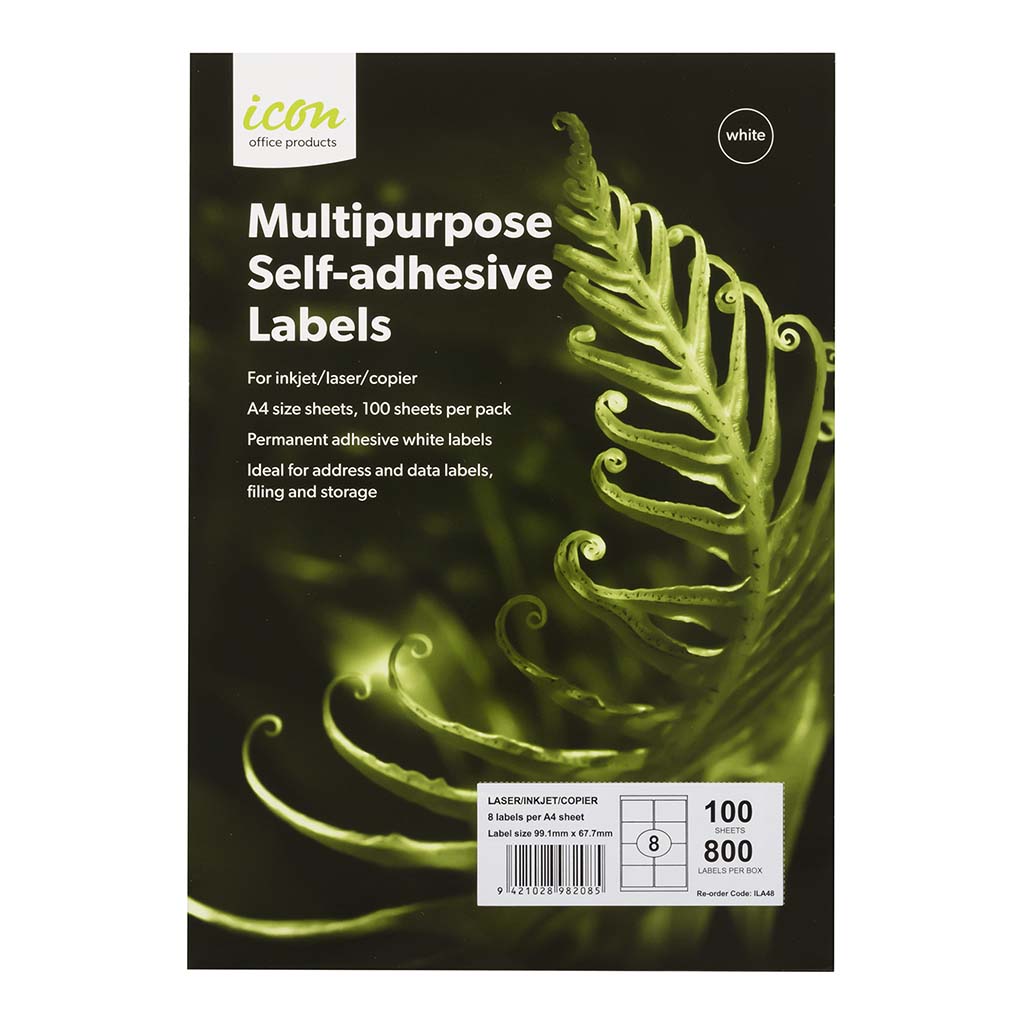 Okin Brand General Copier Labels - 8 Per Sheet 100 sheets