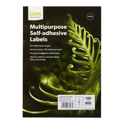 Okin Brand General Copier Labels - 8 Per Sheet 100 sheets
