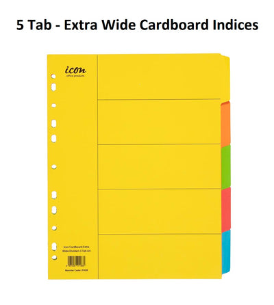5 Tab - Extra Wide Cardboard Indices