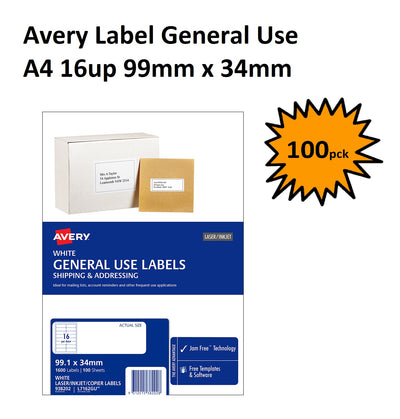 Avery Brand General Copier Labels - 16 Per Sheet 100 sheets