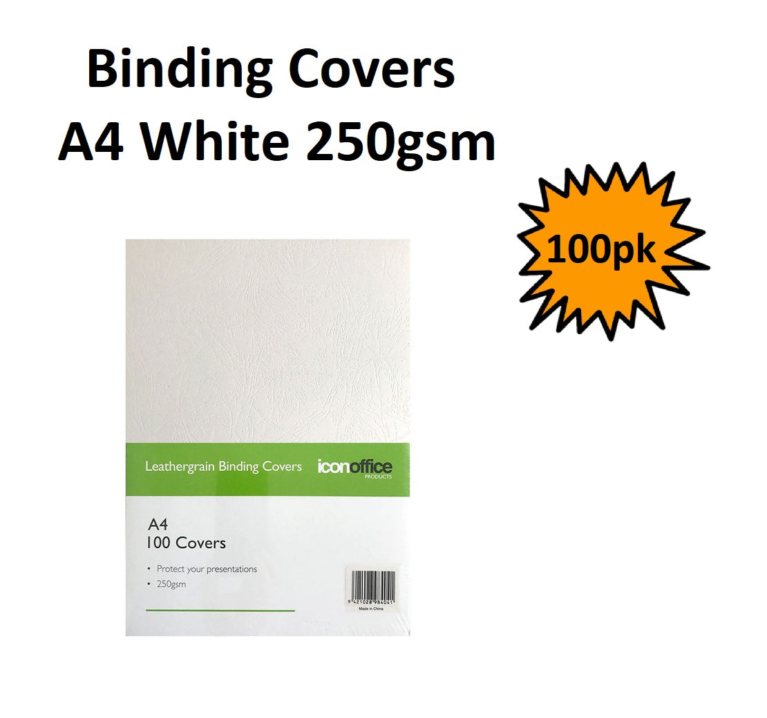 White - Leathergrain A4 Binding Covers (Pack of 100)
